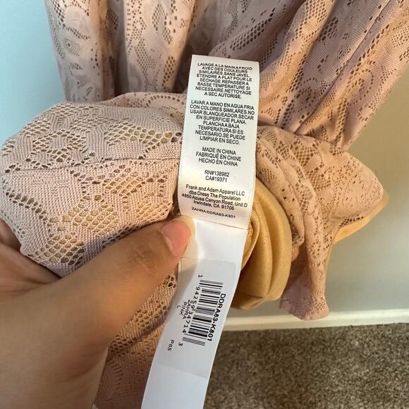 NWT Dress the Population Zahra Sheath Pink Lace Bodycon Midi Dress Size Large - Picture 10 of 12